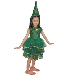Kaku Fancy Dresses Christmas Theme Sleeveless Christmas Tree Costume Set - Green