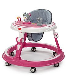 LuvLap 360° Joy Baby Walker for 9+ Months, 3 Level Height Adjustment, Switchable Food & Musical Toy Tray, Advanced Baby Activity Walker  Pink