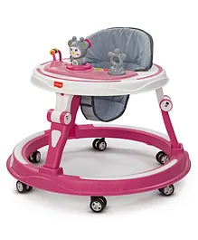 LuvLap 360° Joy Baby Walker for 9+ Months, 3 Level Height Adjustment, Switchable Food & Musical Toy Tray, Advanced Baby Activity Walker  Pink