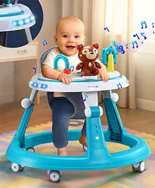 Babyhug Teddy Foldable Baby Walker with Toy
                        Bar Music & Lights - Teal Blue| Adjustable
                        Height| 360° Swivel Wheels| Detachable Toy Bar