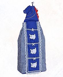 Kuber Industries 3-Tier Hanging Baby Wardrobe for Clothes Storage | Kids Cupboard Cloth Organizer Almirah & Dress Rack for Home | Check - Blue