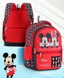 Babyhug Disney 15.8 Inches Mickey Minni Tic-Tac-Toe School Backpack|3 Main Compartments, 1 Front Pocket, 2 side Bottle Pockets|Water Resistant| Durable Zippers|For School & Outdoors|Red