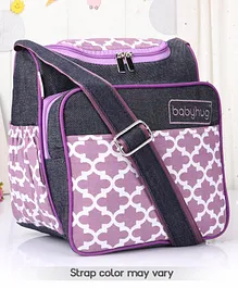 Babyhug Vogue Mini & Compact Denim Diaper Bag Quatrefoil Design - Purple