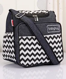 Babyhug Vogue Mini & Compact Denim Diaper Bag Zig Zag Design - Black & White