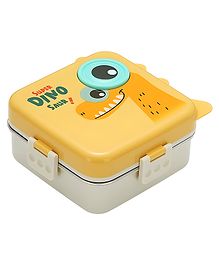 SCHOOLISH Cartoon Dinosaur Children Double Layers Leakproof 304 Stainless Steel Food Container bpa Free Steel Layer Kids School Tiffin bento 3 Compartment 1120ml+70ml Lunch Box- PACK OF 1- COLOR MAY VARY