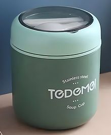 SCHOOLISH Portable Thermal 530ML Lunch Box with Stainless Steel Spoon, Vacuum Insulated Food Container, and PP Plastic Soup Cup- PACK OF 1- COLOR MAY VARY