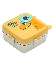 SCHOOLISH Cartoon Dinosaur Children Double Layers Leakproof 304 Stainless Steel Food Container bpa Free Steel Layer Kids School Tiffin bento 3 Compartment Lunch Box- PACK OF 1- COLOR MAY VARY