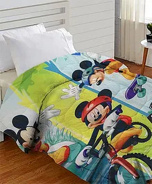 Disney Mickey Mouse Comforter Quilted Polyester Blanket - Green Blue