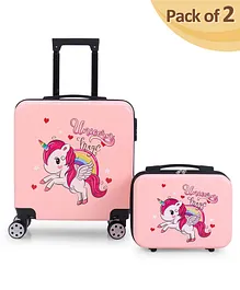 Kids Travel Luggage With Carry-On Luggage
                        & Wheels Pack of 2 Pink - 15 Inches