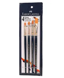 Faber Castell Synthetic Hair Flat Assorted Paint Brush Set of 4 - Blue
