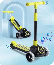 Babyhug 3 Wheel Yellow & Black Foldable
                        Kids Scooter With LED Wheels & Music|4 Level
                        Adjustable|Non-Slip Wide Deck| 50 Kg Capacity|
                        Lean to Steer Mechanism| Foot Brake| Easy Fold
                        Design | No Assembly