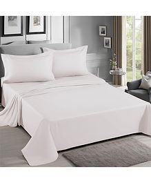 Home Prides Essenza 200 Pure Cotton - Pearl Ivory, Flat Queen Bedsheet Set