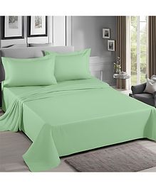 Home Prides Divine 200 Pure Cotton - Foam Green , Flat Queen Bedsheet Set