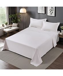 Home Prides Divine 300 Pure Cotton - Pearl Ivory, Queen Size, Flat Bedsheet Set