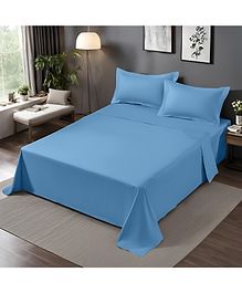 Home Prides Divine 300 Pure Cotton - Air Blue, Queen Size, Flat Bedsheet Set