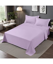 Home Prides Divine 300 Pure Cotton - Lilac Snow, King Size, Flat Bedsheet Set