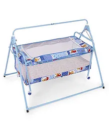 New Natraj Compact Cradle With Mosquito Net Teddy Print - Blue