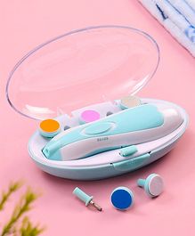 Baby Electric Nail Trimmer with 6 attachment and LED Light - Blue