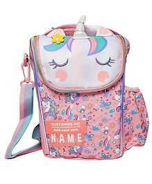 Ji and Ja Multi Compartment Dual Slot Lunch Bag with Bottle Carry Double Insulated Tiffin Lunch Bag with Multi Zipper Pockets for School - Multicolor (Pink cat)