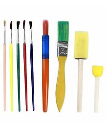 Ji and Ja Paint Brushes Set Stationery Gift Children's Graffiti Painting Sponge Brush Nylon Pens School Art Supplies Set for Kids (9pcs Big)