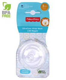Fisher-Price Soft LSR Wide Neck Nipple Moderate Sterilizable Flow Nipple Transparent - Pack of 2