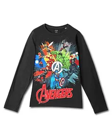 Wear Your Mind Marvel Avengers Featuring Full Sleeves Characters Printed Tee - Black
