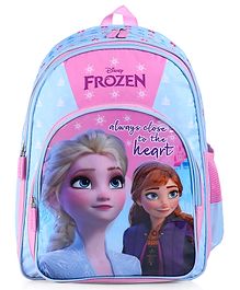 Disney Frozen School backpack with PVC embossed Front Pocket Pink and Sky Blue - 16 inches