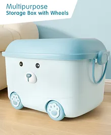 Puppy Themed Large Storage Box with Wheels
                        And Handle Blue