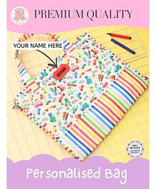 Rosada Car DIY Personalised Travel Storage Fold and Carry Art Bag for Kids Drawing Class, School & Activity Organizer with Multiple Pockets  A3 Size | Color - Cream