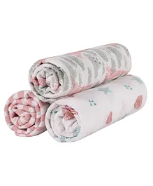Abracadabra Cotton Muslin Swaddle for Newborns Eifeel Towe Pack of 3 - Pink