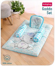 Babyhug 100% Cotton Digital Print Bedding Set Elephant Print - Blue