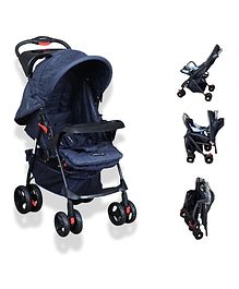 Little Pea Cruise Baby Stroller One Touch Fold, 5-Point Harness, Multi-Recline with two food-trays 0-4 years - Blue