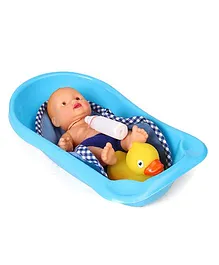 Speedage Bubble Baby Doll In Bath Tub With Toy Duck - Blue