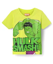 Babyhug Marvel Cotton Knit Half Sleeves T-Shirt With Avengers Graphics - Green