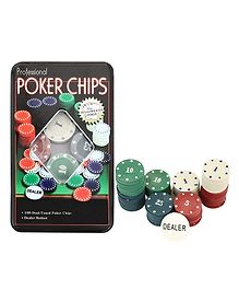 AKN TOYS Poker Chips Set with 100 Plastic Chips (Tin Box) - Pack of 1 ( Color and Design May Vary )