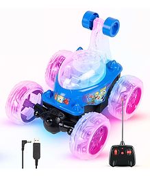 AKN TOYS 360 Degrees Rotating Front Axle Spinning Wheels Stunt Car with Colourful 3D Lights & Music - Pack of 1 ( Color and Design May Vary )