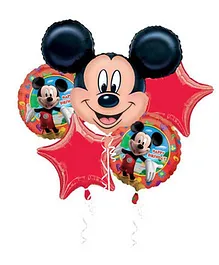 Funcart Mickey Mouse Birthday Foil Balloon Bouquet Red - 5 Pieces