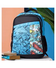 VISMIINTREND 19-Inch School Bag for Boys & Girls - Spacious, Lightweight, Durable Backpack with Multiple Compartments & Water-Resistant Material -Skatey- Black  & Blue- Height 19 Inches