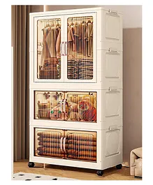House of Quirk Clothes Storage Box Cabinet
                        Simple Free Installation Wardrobe for Baby and
                        Kids | Storage Organizer with Plastic 8 Hanger
                        Spacious Compartments Ideal for Bedroom 3 Layer
                        66cm