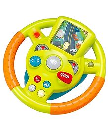 NEGOCIO Activity Toy Steering Wheel with Automatic Gears Lights and Music for Kids- PACK OF 1- YELLOW