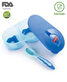 Babyhug Compartment Feeding Bowl With Lid & Spoon Blue - 220 ml