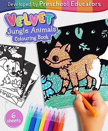 Intelliskills Velvet Jungle Animals Colouring Book for Kids | Soft-Touch Velvet & Textured Pages | Colour Recognition | Enhances Focus, Creativity & Motor Skills | For Gifting | Educator Recommended