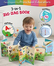 Intelliskills Magnetic Numbers & Alphabet Zig-Zag Activity Book | Learn 1234 & ABCD | Play Based Learning | Boosts Reading & Counting Skills | Colourful & Foldable | Educator Recommended | For Gifting
