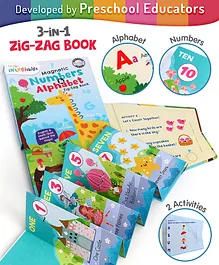Intelliskills Magnetic Numbers & Alphabet Zig-Zag Activity Book | Learn 1234 & ABCD | Play Based Learning | Boosts Reading & Counting Skills | Colourful & Foldable | Educator Recommended | For Gifting