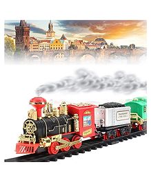 AKN TOYS Choo Choo Toy Train Set with Long Track, Realistic Smoke & Sound Effects, Battery Operated, Built-in Flashlight, Circular Track System, Immersive Play for Kids, Educational Fun-PACK OF 1- COLOR MAY VARY