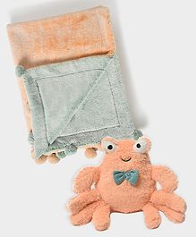 Mi Arcus Baby New Born Essentials Gift Set Hamper Including Blanket & Toy- Peach