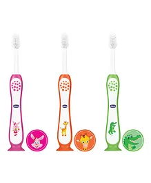 Chicco BPA Free Toothbrush Pack of 3 - Orange
                      & Green