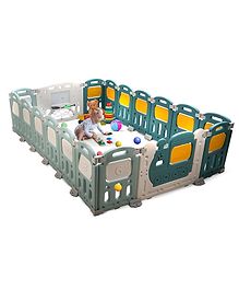 Baybee Kids Playpen for Babies | Foldable Indoor & Outdoor Baby Play Area with Safety Lock & Double Knob | Train Design, 18-Panel Activity Play Yard for Toddlers