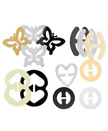 Fabme Women's Back Strap Holder Clip Pack of 13 - Skin , White , Black , Transparent