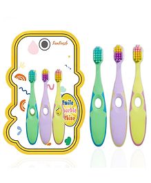 Yamama Kids Toothbrush Cute Pbt Soft Bristles Toothbrush Manual Toothbrush for Kids Colorful Ultrasoft Kids Toothbrush Pack of 3 - Multicolor